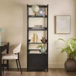 Online Kirklands Home Reeded Wood Holmes Narrow Bookcase Black