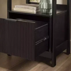 Online Kirklands Home Reeded Wood Holmes Narrow Bookcase Black