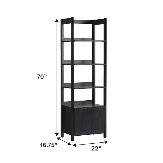 Online Kirklands Home Reeded Wood Holmes Narrow Bookcase Black