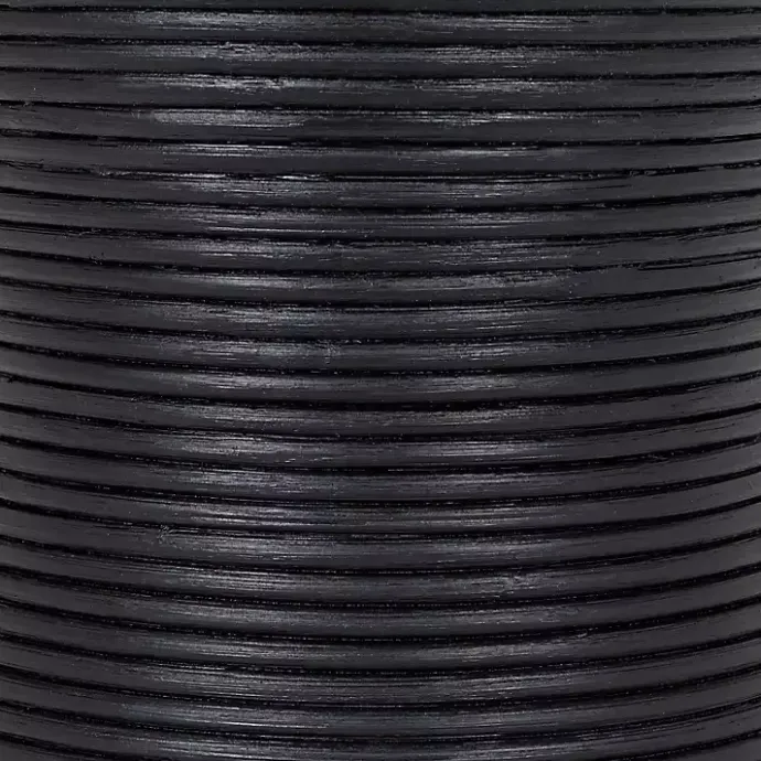 Kirklands Home Ribbed Rattan Round Accent Table Black
