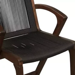 Hot Kirklands Home Rope and Brown Wood Counter Stool Black