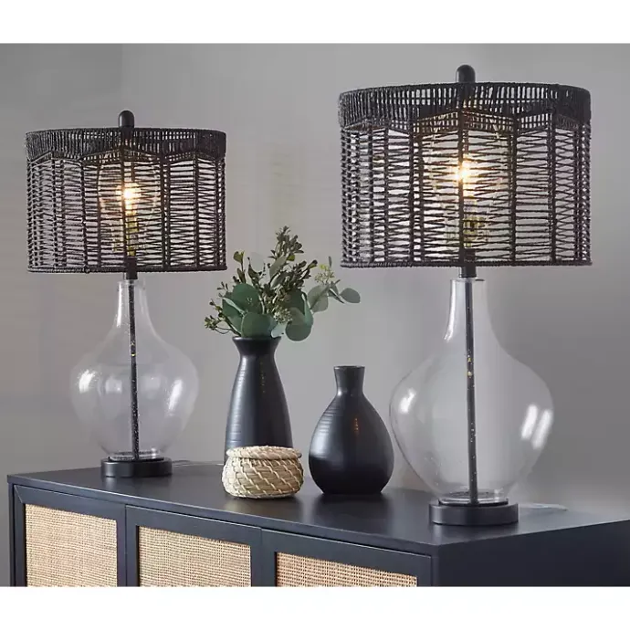 Outlet Kirklands Home Rope Jenny Table Lamps, Set of 2 Black