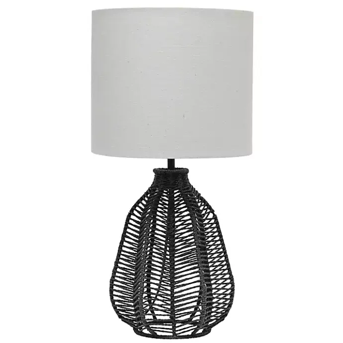 Online Kirklands Home Black Rope Woven Table Lamp White