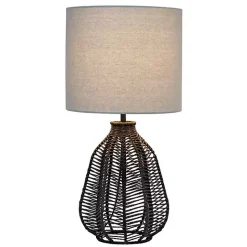 Online Kirklands Home Black Rope Woven Table Lamp White
