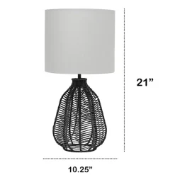Online Kirklands Home Black Rope Woven Table Lamp White