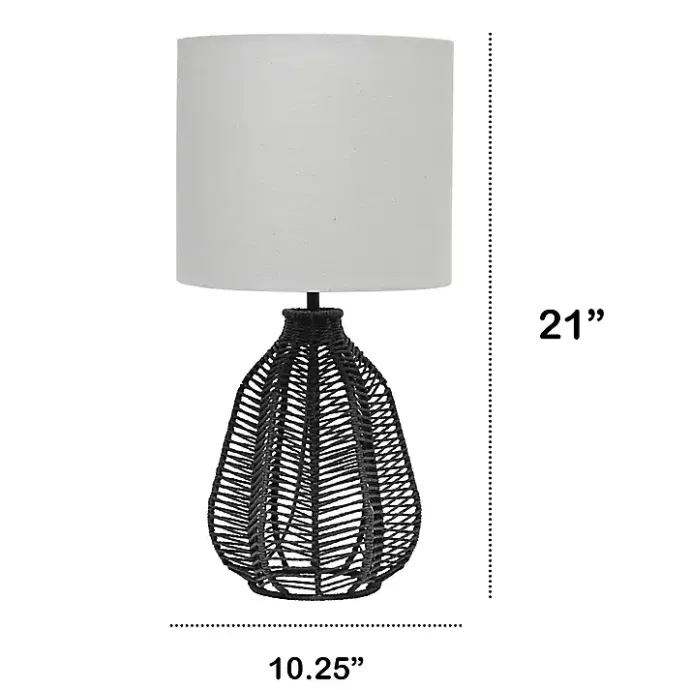 Online Kirklands Home Black Rope Woven Table Lamp White