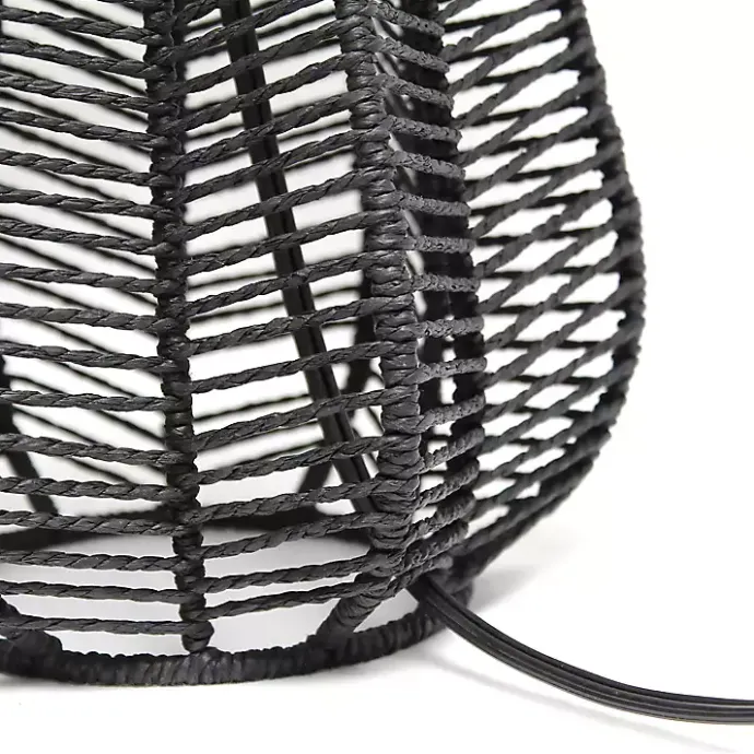 Online Kirklands Home Black Rope Woven Table Lamp White