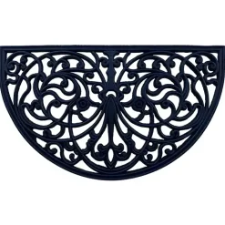 Clearance Kirklands Home Rubber Halfmoon Flower Doormat Black