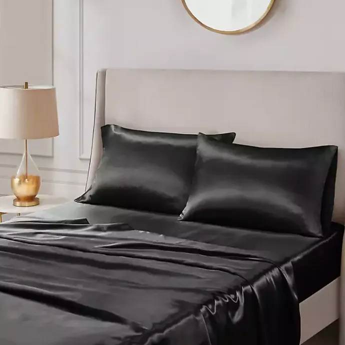 Discount Kirklands Home Satin Standard 2-pc. Pillow Case Set Black