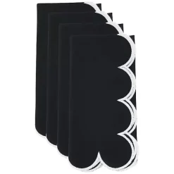 Discount Kirklands Home Scalloped Edge Napkins, Set of 4 Black