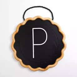 Kirklands Home Black Scalloped Monogram P Wall Plaque