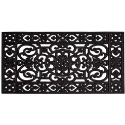 Clearance Kirklands Home Scroll Border Rubber Doormat, 41x17 in. Black