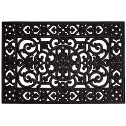 Discount Kirklands Home Scroll Border Rubber Doormat, 36x24 Black