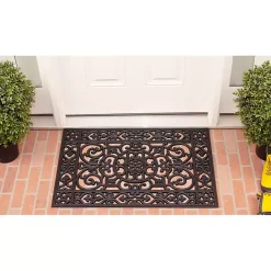 Discount Kirklands Home Scroll Border Rubber Doormat, 36x24 Black