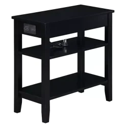 Kirklands Home 2-Shelf Charging Accent Table Black