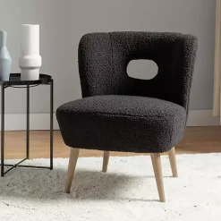 Hot Kirklands Home Sherpa Barrel Accent Chair Black