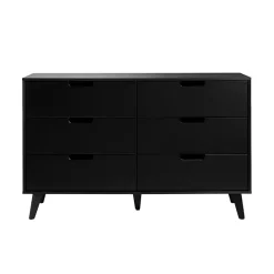 Outlet Kirklands Home Simple Grooved Handle 6-Drawer Dresser Black