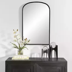 Hot Kirklands Home Black Simple Round Top Wall Mirror