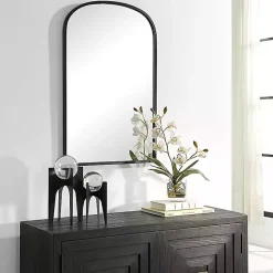Hot Kirklands Home Black Simple Round Top Wall Mirror
