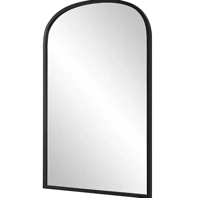 Hot Kirklands Home Black Simple Round Top Wall Mirror