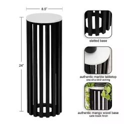 Sale Kirklands Home Black Slatted Marble Payton Accent Table White