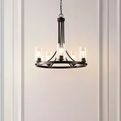 Hot Kirklands Home Sloped Round Adjustable Chandelier Black