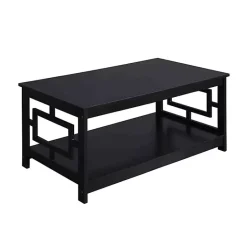 Discount Kirklands Home Square Cut-Out Sides Coffee Table Black