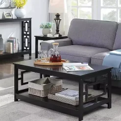 Discount Kirklands Home Square Cut-Out Sides Coffee Table Black