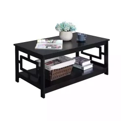 Discount Kirklands Home Square Cut-Out Sides Coffee Table Black