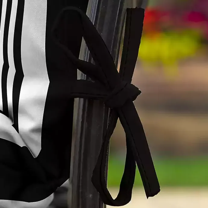 New Kirklands Home Stripe Luxe Outdoor Dining Chair Cushion Black