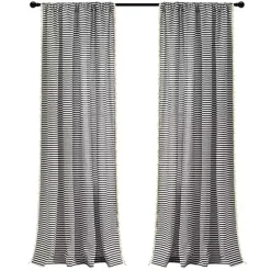 New Kirklands Home Black Striped Tassel Curtain Panel Set, 84 in.