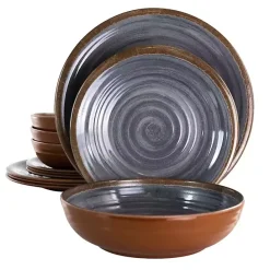 Outlet Kirklands Home Black Swirl Melamine 12-pc. Dinnerware Set