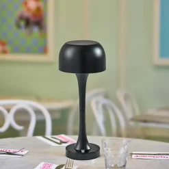 Outlet Kirklands Home Tapered Dome Frosted Light Cordless Lamp Black