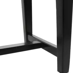 Online Kirklands Home Teak Wood and Leather Bench Black