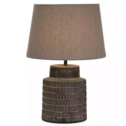 Hot Kirklands Home Black Terracotta Dash Pattern Table Lamp Gray