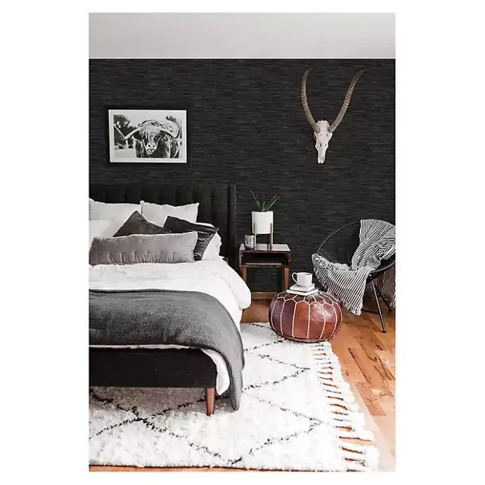 Hot Kirklands Home Textured Grassweave Peel & Stick Wallpaper Black
