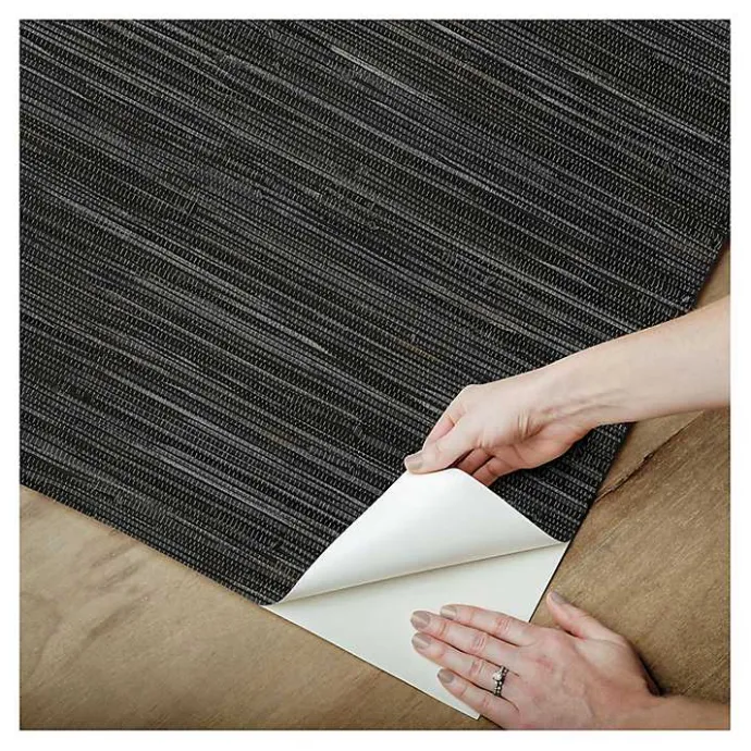 Hot Kirklands Home Textured Grassweave Peel & Stick Wallpaper Black