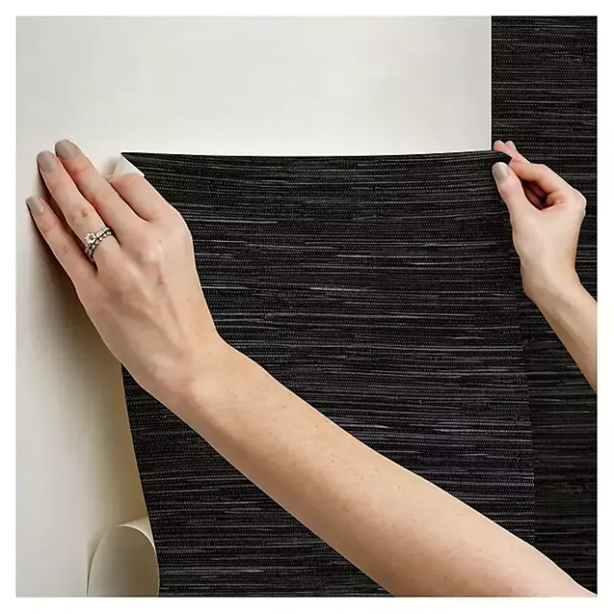 Hot Kirklands Home Textured Grassweave Peel & Stick Wallpaper Black