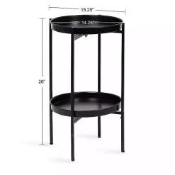 Kirklands Home 2-Tier Foldable Cienna Accent Table Black