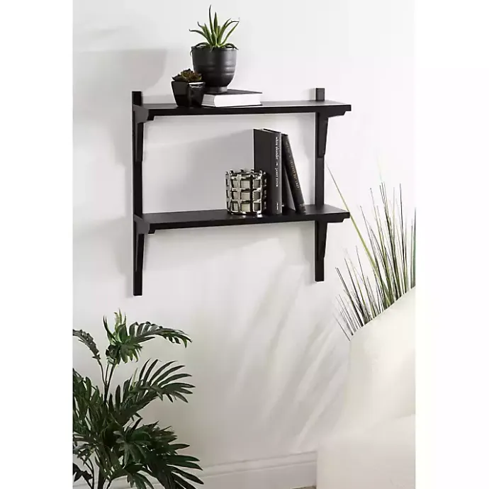 Online Kirklands Home Traditional Two-Tiered Wall Shelf Black