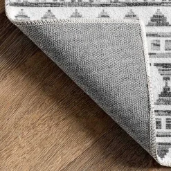 Hot Kirklands Home Black Tribal Geometric Washable Area Rug, 6x9