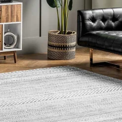 Hot Kirklands Home Black Tribal Geometric Washable Area Rug, 6x9