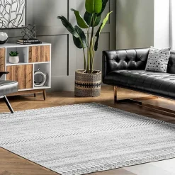 New Kirklands Home Black Tribal Geometric Washable Area Rug, 8x10