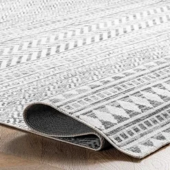 New Kirklands Home Black Tribal Geometric Washable Area Rug, 8x10