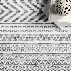 Discount Kirklands Home Black Tribal Geometric Washable Area Rug, 5x8