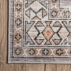New Kirklands Home Black Tribal Motif Washable Area Rug, 5x8