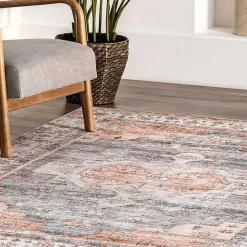 Clearance Kirklands Home Black Vintage Motif Washable Area Rug, 5x8