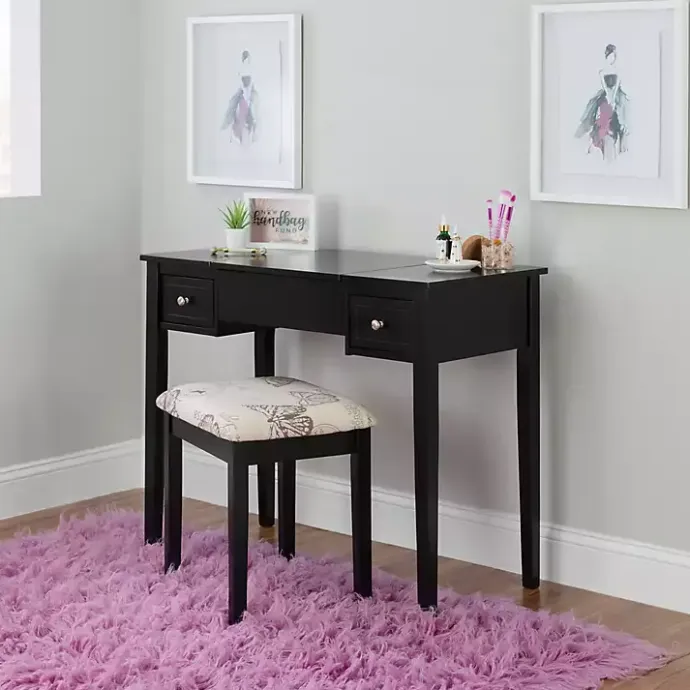 New Kirklands Home Virginia Butterfly 2-pc. Vanity Set Black