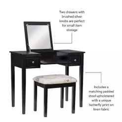 New Kirklands Home Virginia Butterfly 2-pc. Vanity Set Black