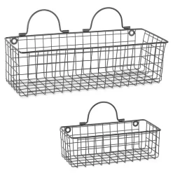 New Kirklands Home Black Wall Hanging Wire Baskets, Set of 2